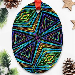 Tribal Style Colorful Geometric Pattern Oval Ornament by dflcprints