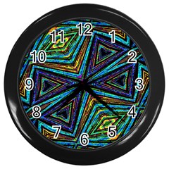 Tribal Style Colorful Geometric Pattern Wall Clock (black) by dflcprints