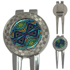 Tribal Style Colorful Geometric Pattern Golf Pitchfork & Ball Marker by dflcprints