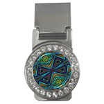 Tribal Style Colorful Geometric Pattern Money Clip (CZ) Front