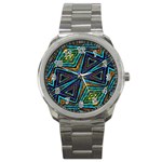 Tribal Style Colorful Geometric Pattern Sport Metal Watch Front