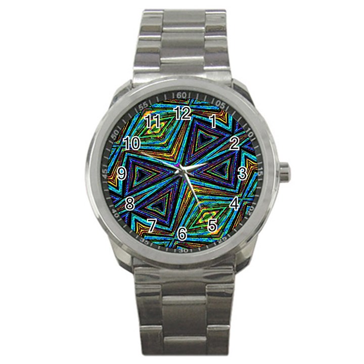 Tribal Style Colorful Geometric Pattern Sport Metal Watch