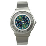 Tribal Style Colorful Geometric Pattern Stainless Steel Watch (Slim) Front