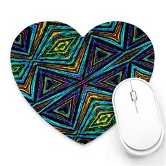 Tribal Style Colorful Geometric Pattern Mouse Pad (heart) by dflcprints