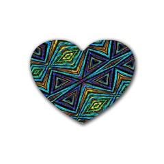 Tribal Style Colorful Geometric Pattern Drink Coasters (heart) by dflcprints