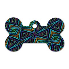 Tribal Style Colorful Geometric Pattern Dog Tag Bone (two Sided)