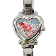 Flowers In The Sky Heart Italian Charm Watch 