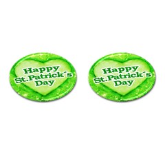 Unique Happy St  Patrick s Day Design Cufflinks (oval) by dflcprints