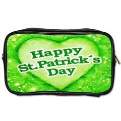 Unique Happy St  Patrick s Day Design Travel Toiletry Bag (one Side)