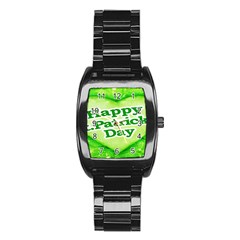 Unique Happy St  Patrick s Day Design Stainless Steel Barrel Watch