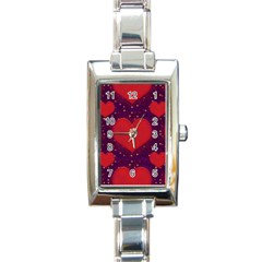 Galaxy Hearts Grunge Style Pattern Rectangular Italian Charm Watch by dflcprints