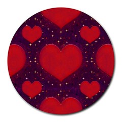 Galaxy Hearts Grunge Style Pattern 8  Mouse Pad (round) by dflcprints