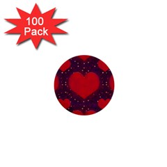 Galaxy Hearts Grunge Style Pattern 1  Mini Button (100 Pack) by dflcprints