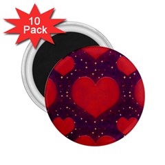 Galaxy Hearts Grunge Style Pattern 2 25  Button Magnet (10 Pack) by dflcprints