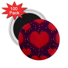 Galaxy Hearts Grunge Style Pattern 2 25  Button Magnet (100 Pack) by dflcprints