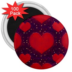 Galaxy Hearts Grunge Style Pattern 3  Button Magnet (100 Pack) by dflcprints