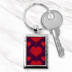 Galaxy Hearts Grunge Style Pattern Key Chain (rectangle)