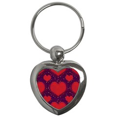 Galaxy Hearts Grunge Style Pattern Key Chain (heart) by dflcprints