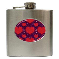 Galaxy Hearts Grunge Style Pattern Hip Flask by dflcprints