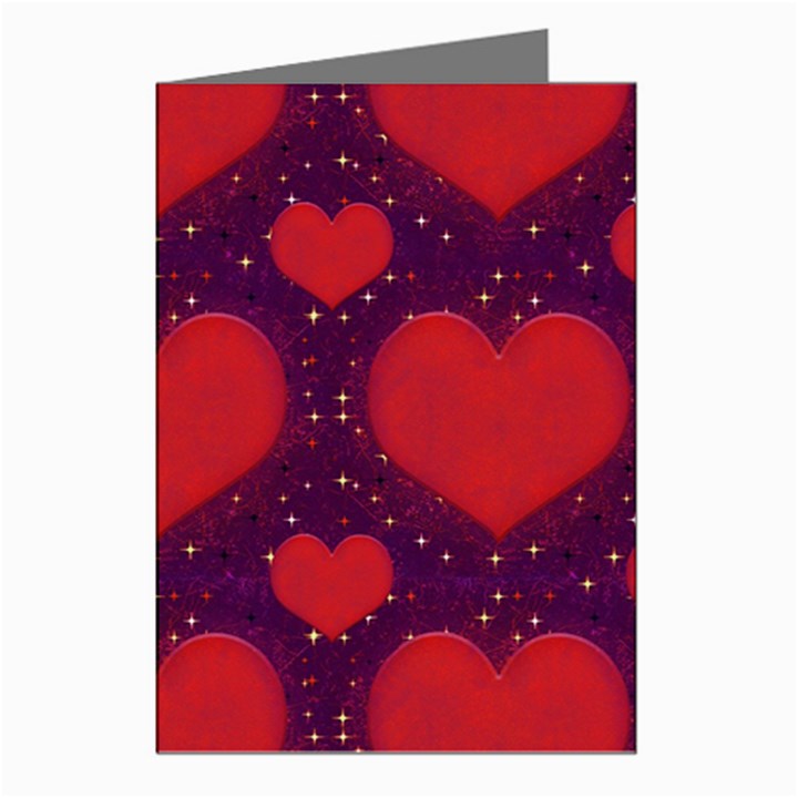 Galaxy Hearts Grunge Style Pattern Greeting Card (8 Pack)