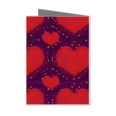 Galaxy Hearts Grunge Style Pattern Mini Greeting Card (8 Pack) by dflcprints