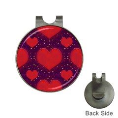 Galaxy Hearts Grunge Style Pattern Hat Clip With Golf Ball Marker