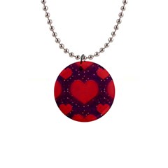 Galaxy Hearts Grunge Style Pattern Button Necklace by dflcprints