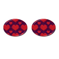 Galaxy Hearts Grunge Style Pattern Cufflinks (oval)