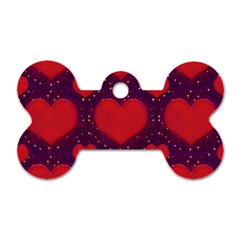 Galaxy Hearts Grunge Style Pattern Dog Tag Bone (two Sided)