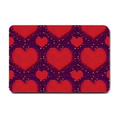 Galaxy Hearts Grunge Style Pattern Small Door Mat by dflcprints