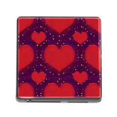 Galaxy Hearts Grunge Style Pattern Memory Card Reader With Storage (square)