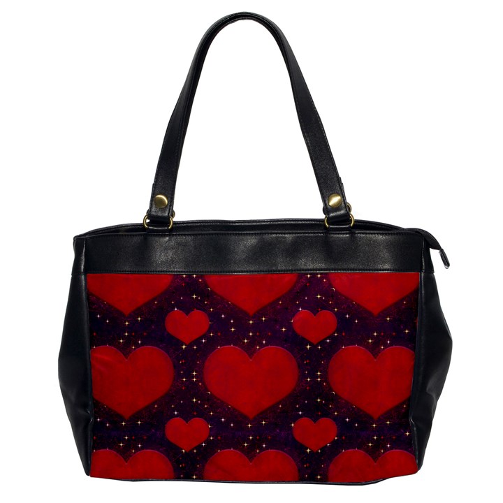 Galaxy Hearts Grunge Style Pattern Oversize Office Handbag (One Side)