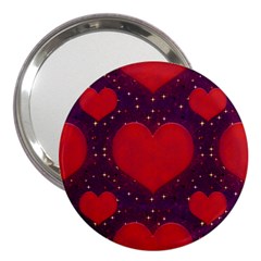 Galaxy Hearts Grunge Style Pattern 3  Handbag Mirror by dflcprints