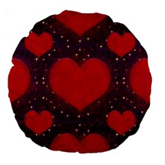 Galaxy Hearts Grunge Style Pattern 18  Premium Round Cushion 