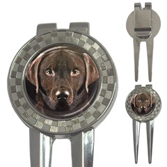 Chocolate Lab Golf Pitchfork & Ball Marker