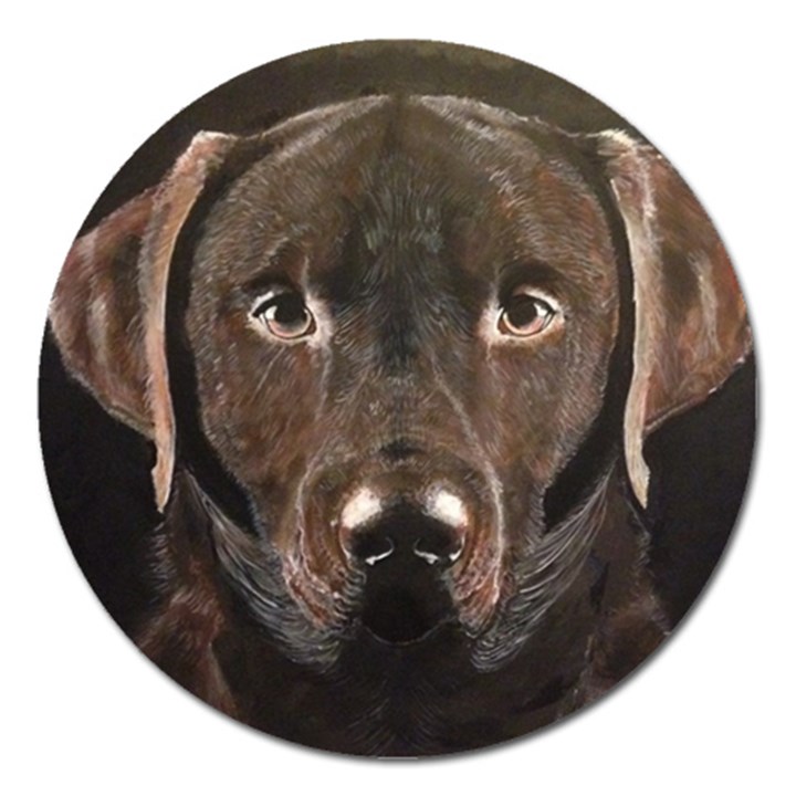 Chocolate Lab Magnet 5  (Round)