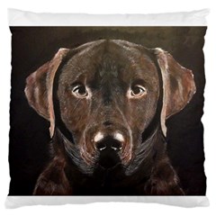 Chocolate Lab Large Flano Cushion Case (one Side)