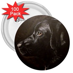 Black Lab 3  Button (100 Pack)