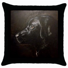 Black Lab Black Throw Pillow Case