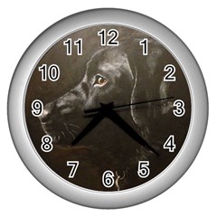 Black Lab Wall Clock (silver)