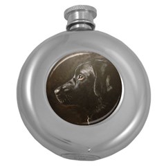 Black Lab Hip Flask (round)