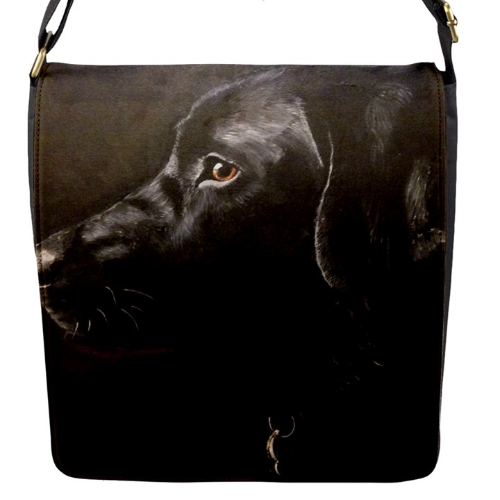 Black Lab Flap Closure Messenger Bag (Small)