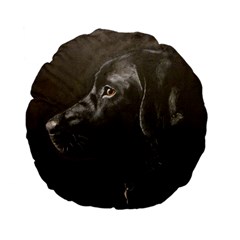 Black Lab 15  Premium Flano Round Cushion  by LabsandRetrievers