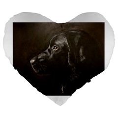 Black Lab 19  Premium Flano Heart Shape Cushion by LabsandRetrievers