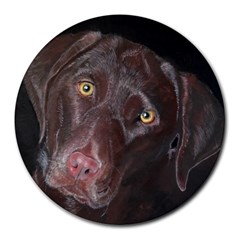 Inquisitive Chocolate Lab 8  Mouse Pad (round) by LabsandRetrievers