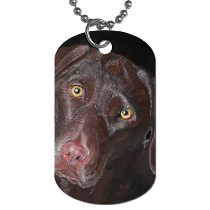 Inquisitive Chocolate Lab Dog Tag (Two-sided) 