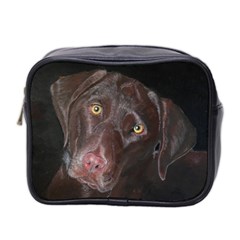 Inquisitive Chocolate Lab Mini Travel Toiletry Bag (two Sides)