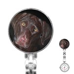 Inquisitive Chocolate Lab Stainless Steel Nurses Watch Front