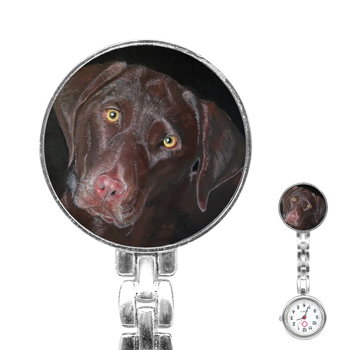 Inquisitive Chocolate Lab Stainless Steel Nurses Watch