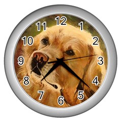 Golden Retriever Wall Clock (silver)